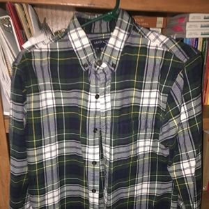 Lands End Plaid Slim Fit Flannel Shirt Medium